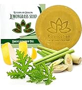 Relaxcation Lemongrass Soap Bar with Leaves and Lemon Peel | Natural Citronella Cold Process Soap...