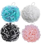4 Pieces Shower Loofahs Bath Sponges 60g/pcs Mesh Puffs Body Scrub Luffas Bath Scrunchies for Sho...