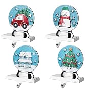 Kalolary Christmas Stocking Holders for Fireplace, 4 Crystal Ball Styles Stocking Hangerrs Mantle...