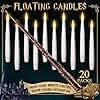 Floating Candles with Wand 20PCs -Magic Hanging Flameless Candles Taper Candles with Remote for Halloween Christmas Window Home Bedroom Birthday Party Decorations