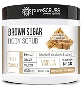 pureSCRUBS Premium Organic Brown Sugar VANILLA FACE & BODY SCRUB Set - Large 16oz, Infused With O...