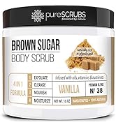 pureSCRUBS Premium Organic Brown Sugar VANILLA FACE & BODY SCRUB Set - Large 16oz, Infused With O...