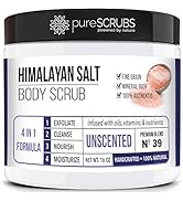 pureSCRUBS Premium Pink Himalayan Salt Body Scrub Set - Large 16oz UNSCENTED SCRUB, Organic Essen...
