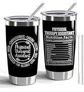Physical Therapy Assistant Gift PTA 20oz Stainless Steel Insulated Tumbler with Lid and Straw Phy...