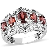 SHOP LC DELIVERING JOY 5 Stone Garnet Ring for Women in Platinum Plating - January Birthstone Pro...