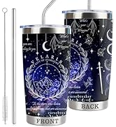 Velaris City of Starlight 20oz Stainless Steel Tumbler with Lid and Straw Bookish Gift Book Lover...