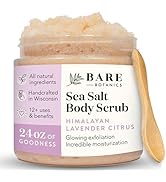 Bare Botanics Lavender Grapefruit Body Scrub 24oz | Made in Madison, WI | All Natural Himalayan S...