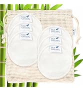 Blue Beautifly Bamboo Face Pads with Cotton Washable Bag - Natural Soft Bamboo Fabri...