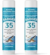 Badger Face Sunscreen Stick SPF 35 with Mineral Zinc Oxide, Travel Size Sunscreen, 97% Organic In...