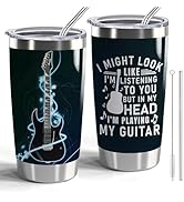 Guitarist Gift 20oz Tumbler With Lid and Straw - Travel Mug Guitar Lover Gift for Men and Music L...