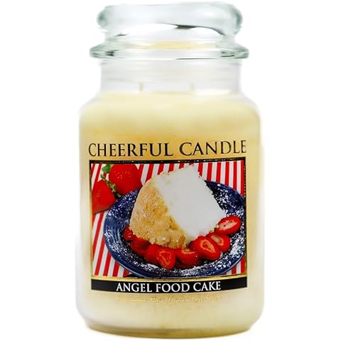 A Cheerful Giver - Angel Food Cake - 24oz Large Scented Candle Jar with Lid - Cheerful Candle - 135 Hours of Burn Time, Christmas Gift for Women, White