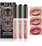 NVLEPTAP 3PCS Liquid Glitter Lipstick Glitter Lip Gloss Set,Diamond Shimmer Matte Lipstick Set Lo...