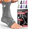 Sleeve Stars Ankle Brace for Women & Men, Ankle Wrap for Sprained, Compression Sleeve for Plantar Fasciitis Relief, Easy Customizable Support: w/ Removable Strap (Single/M:10