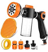 8 in 1 Garden Hose Nozzle Sprayer, Upgrade Dog Wash Hose Attachment with 3.5OZ/100CC Soap Dispens...