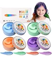 4 Colors Temporary Hair Color Wax for Kids, Blue Green Orange Purple Hair Styling Mud, Washable S...