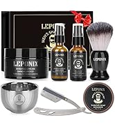 Shaving Kit for Men-Includes Straight Edge Razor Kit, Sandalwood Shaving Soap, Shaving Cream, Men...