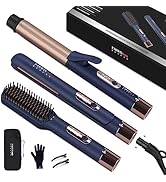 Hair Straightener and Curler, PARWIN PRO BEAUTY 1'' Flat Iron, 1.25'' Curling Iron Hair Straighte...
