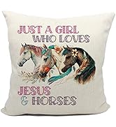 Mancheng-zi Horse Pillow,Horse Pillow Covers 18x18, Horse Pillow for Girls,Horse Decor Linen Cush...