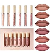 BONNIE CHOICE 6Pcs Matte Liquid Lipstick Set, Non-Stick Cup Not Fade Waterproof Nude Lipstick, 24...