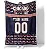 ANTKING Chicago Throw Blanket Custom Name and Number Blanket for Men Women Boy Gifts