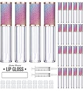 24 Pack Rainbow Lip Gloss Tubes with Wand 5ml Empty Lip Gloss Containers Lipgloss Bottles with St...