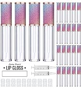 24 Pack Rainbow Lip Gloss Tubes with Wand 5ml Empty Lip Gloss Containers Lipgloss Bottles with St...