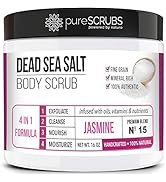 pureSCRUBS Premium Organic Body Scrub Set - Large 16oz JASMINE BODY SCRUB - Dead Sea Salt Infused...