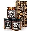 Scented Candle Gift Set of 3, 4oz Candles, Crackling Wood Wick Candled for Home, 3 Scents Cuban Cigar, Spanish Leather, Crackling Hearth, Mens Candle Bachelor Pad Decor Man Cave Decor