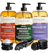 Cosmetasa Luxury Spa Treatment Gift Set- Relaxation, Nourish and Sore Muscle Massage Oil with Hot...