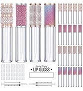 AMORIX 20 Pack Diamond Lip Gloss Tubes with Wand 5ml Empty Rhinestone Lip Gloss Containers Cute L...