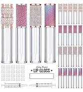 AMORIX 20 Pack Diamond Lip Gloss Tubes with Wand 5ml Empty Rhinestone Lip Gloss Containers Cute L...