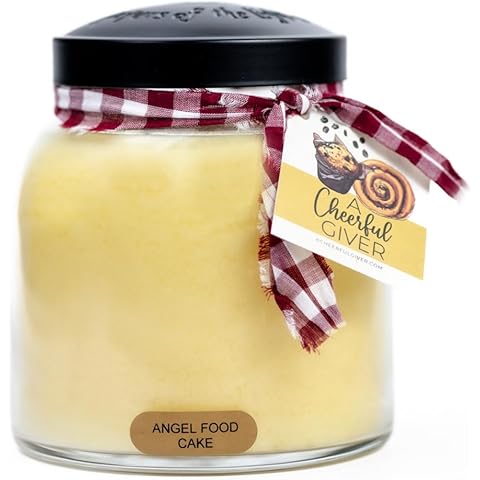 A Cheerful Giver - Angel Food Cake - 34oz Papa Scented Candle Jar with Lid - Keepers of The Light - 155 Hours of Burn Time, Gift for Women, White