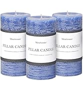 3x6 Inch Blue Pillar Candles Set of 3 - Hand-Poured Unscented Candles, Long Clean Burning, Large ...
