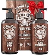Viking Revolution Beard Wash & Beard Conditioner Set with Argan & Jojoba Oils - Softens and Stren...