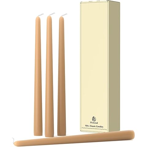 10-Inch Tall Dripless Taper Candles Set of 4 - Beige Tapered Candles, Perfect for C...