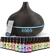 SACATR 550ml Oil Diffuser with 15x10mL Essential Oils, Essential Oil Diffusers with Remote Contro...