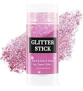 MEICOLY Pink Body Glitter Stick,Singer Concerts Music Festival Rave Accessories,Mermaid Face Glit...