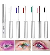 6 Colors Colored Mascara Set for Eyelashes, Purple Blue Red White Black Colorful Waterproof Masca...
