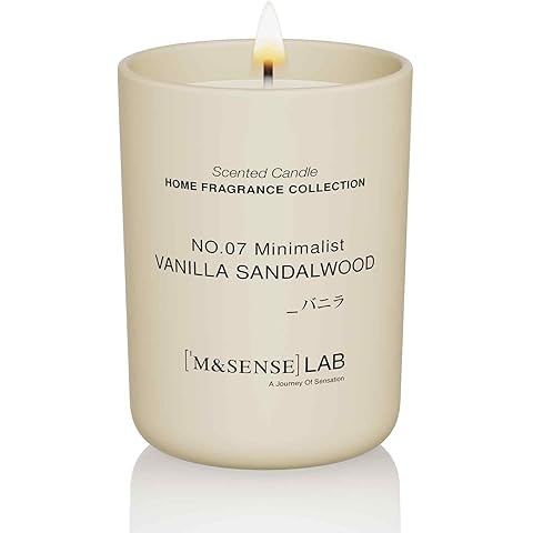 Natural Soy Candle| Vanilla Sandalwood | 8.82 oz, 50H Burn | Minimalist Scented Can...