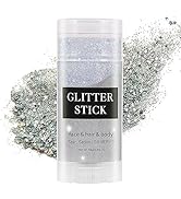 MEICOLY Silver Body Glitter Stick,Singer Concert Music Rave Festival,Rotating Mermaid Face Glitte...