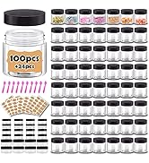 2 oz Plastic Containers with Lids 100pcs Plastic Jars with Lids + 3/5/10 Gram 24pcs Sample Contai...