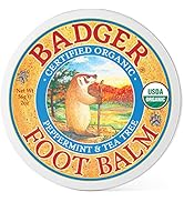 Badger Foot Balm, Organic Tea Tree & Olive Oil Foot Care for Dry Cracked Heel Repai, 2 oz Cream