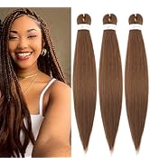 20 Inch Braiding Hair Pre Stretched Light Brown Braiding Hair Pre Stretched Professional Syntheti...