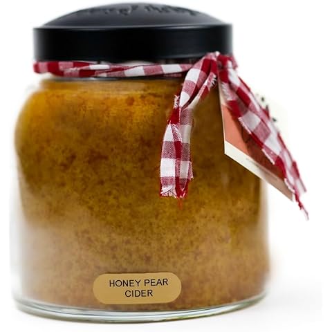A Cheerful Giver — Honey Pear Cider - 34oz Papa Scented Candle Jar with Lid - Keepers of the Light - 155 Hours of Burn Time, Gift for Women, Orange