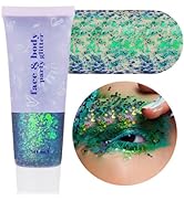 MEICOLY Chameleon Green Body Glitter,Chunky Glitter Face Paint,Color Changing Mermaid Face Glitte...
