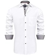 J.Ver Men's Casual Long Sleeve Stretch Dress Shirt Wrinkle-Free Regular Fit Button Down Shirts