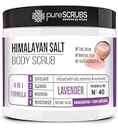 pureSCRUBS Premium Pink Himalayan Salt Body Scrub Set - Large 16oz LAVENDER SCRUB, Organic Essent...