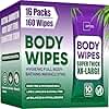 Thick & Large Body Wipes for Adults Bathing No Rinse – Shower Wipe, Ideal for Men, Women & Elderly – Soft & Gentle, Travel Wipes Perfect Alternative to Shower – 16 Packs (160ct)