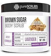 pureSCRUBS Premium Organic Brown Sugar LAVENDER FACE & BODY SCRUB Set - Large 16oz, Infused With ...