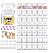 2 oz Plastic Containers with Lids 60pcs Plastic Jars with White Lids + 3/5/10 Gram 12pcs Sample C...